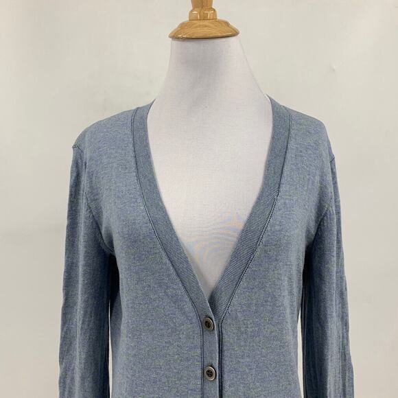 Cabi Cardigan Womens S Small Blue Gray Cotton Button Billi Ribbed Trim Sweaters - Picture 4 of 10
